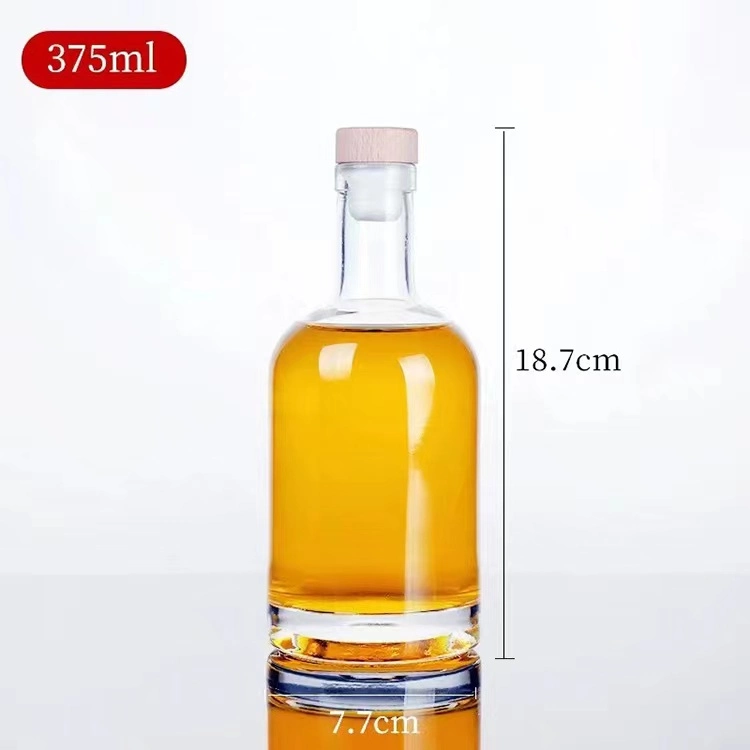 200ml 375ml 500ml Clear Empty Thick Bottom Vodka Brandy Whiskey Sherry Glass Liquor Bottle Factory Price