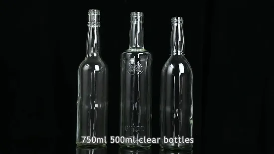 中国ガラス瓶工場卸売カスタム デザイン 500 ミリリットル 750 ミリリットル明確な空のジン ウイスキー リキュール ブランデー ウォッカ ワイン ガラス ボトル