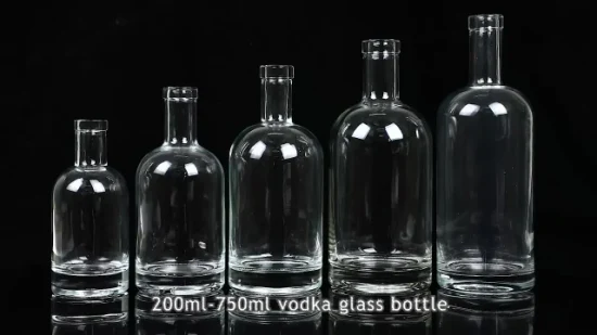 375ml、500ml、700ml、1000ml オフセット塗装空ガラスボトル在庫あり ウォッカ強化ワイン用 ポリマーコークスクリューストッパー付き